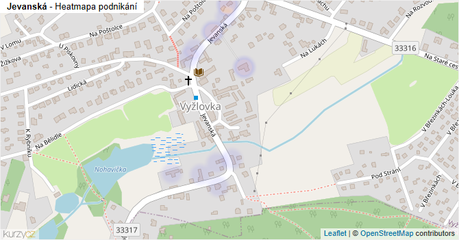 Jevanská - mapa podnikání