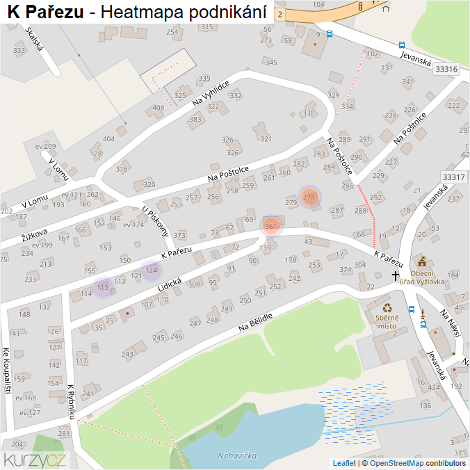 Mapa K Pařezu - Firmy v ulici.