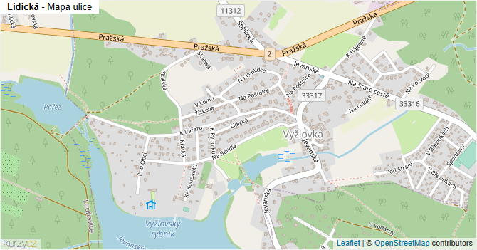Lidická - mapa ulice