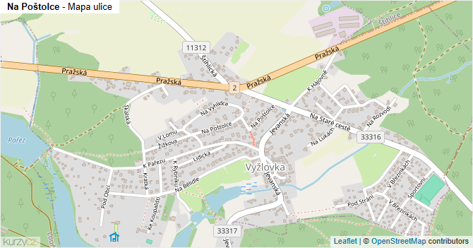 Na Poštolce - mapa ulice