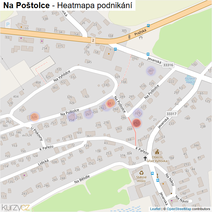 Mapa Na Poštolce - Firmy v ulici.