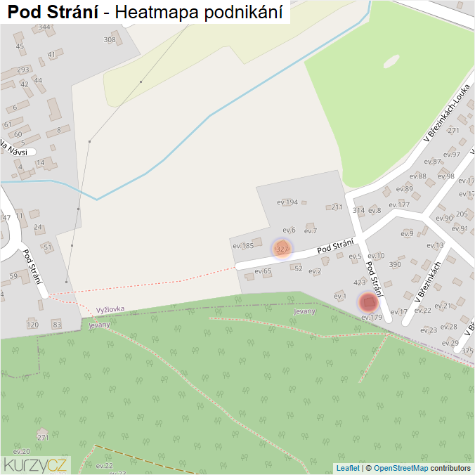 Mapa Pod Strání - Firmy v ulici.