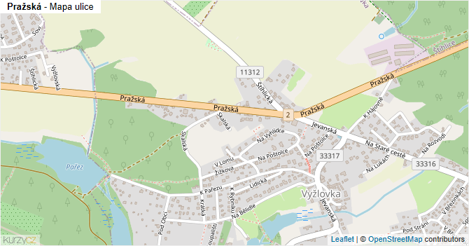 Pražská - mapa ulice
