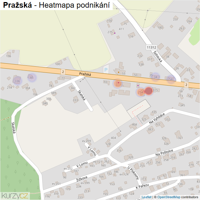 Mapa Pražská - Firmy v ulici.