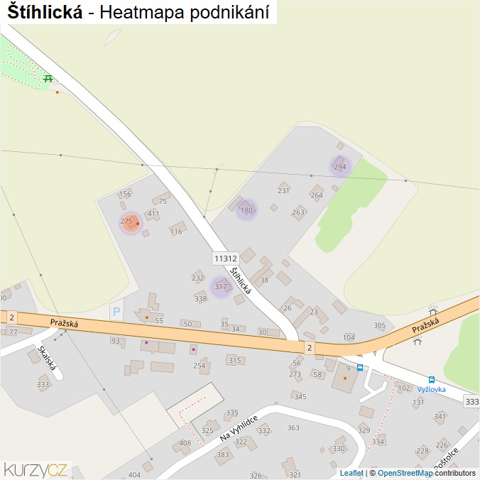 Mapa Štíhlická - Firmy v ulici.