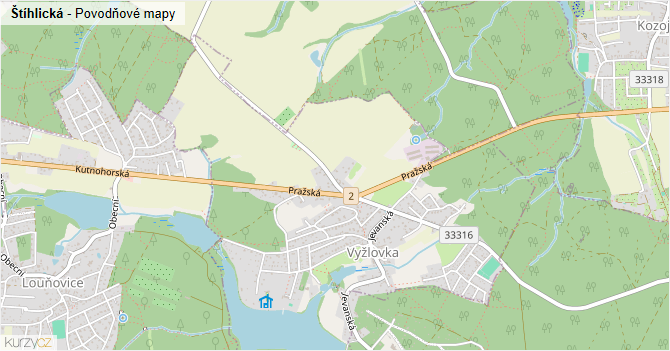Štíhlická - záplavové mapy stoleté vody