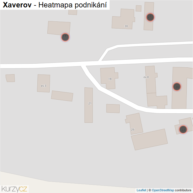 Mapa Xaverov - Firmy v obci.