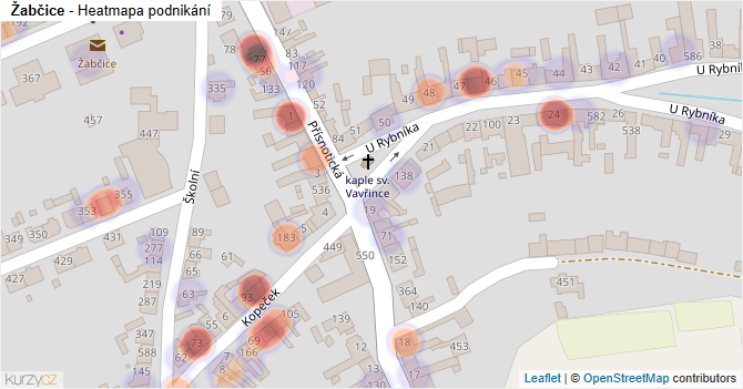 Žabčice - mapa podnikání