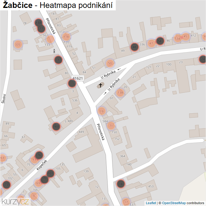 Mapa Žabčice - Firmy v obci.