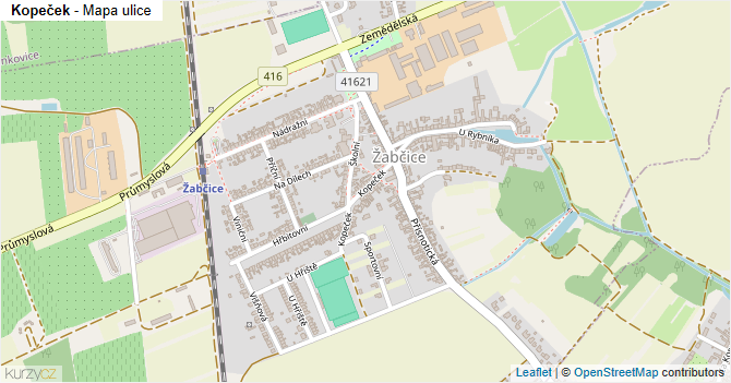 Kopeček - mapa ulice