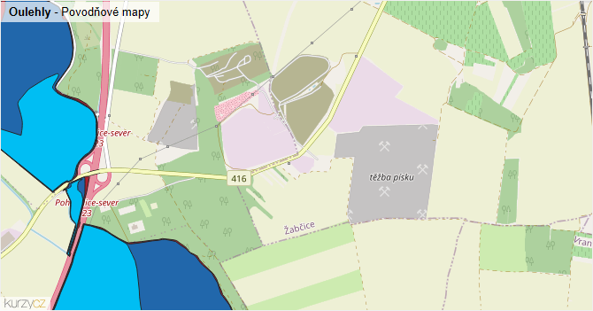 Oulehly - záplavové mapy stoleté vody