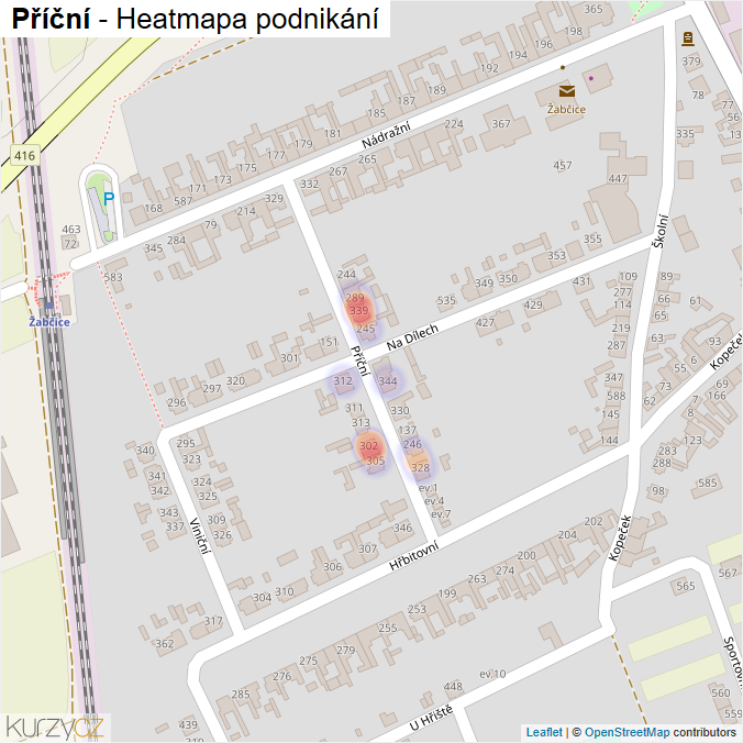 Mapa Příční - Firmy v ulici.