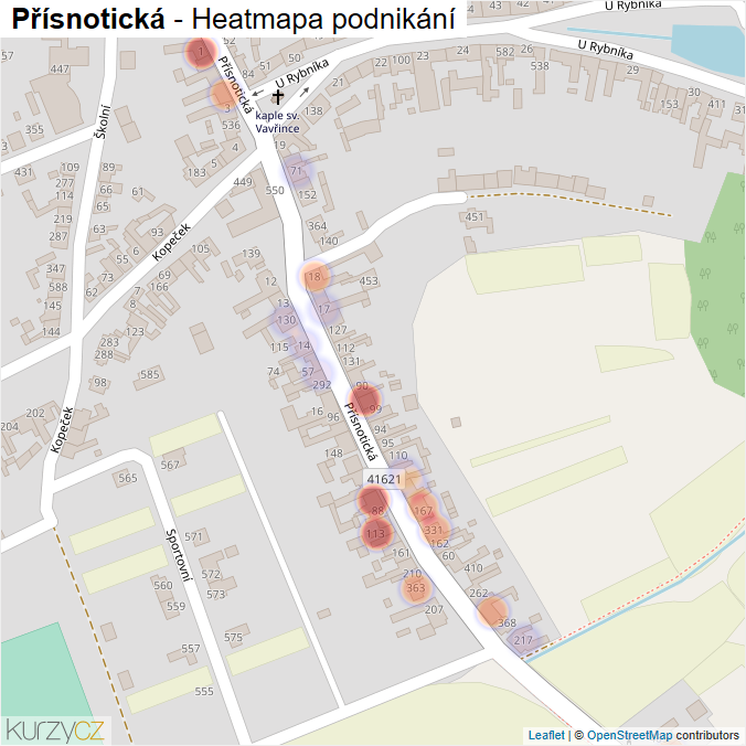 Mapa Přísnotická - Firmy v ulici.