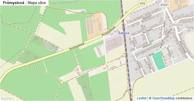 Průmyslová - mapa ulice
