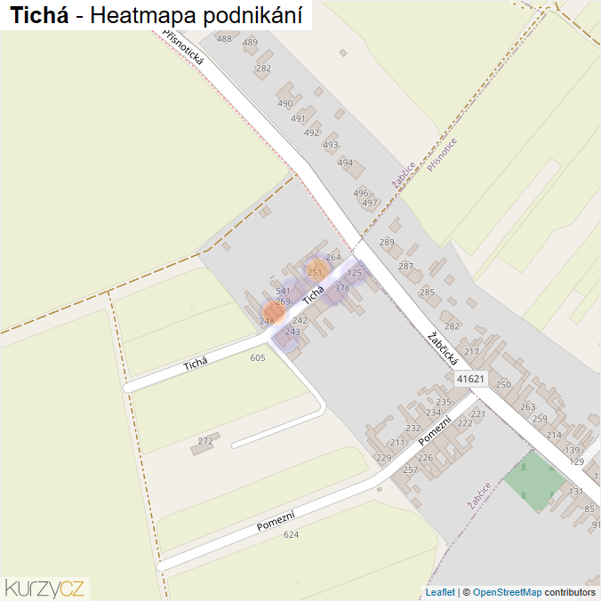 Mapa Tichá - Firmy v ulici.