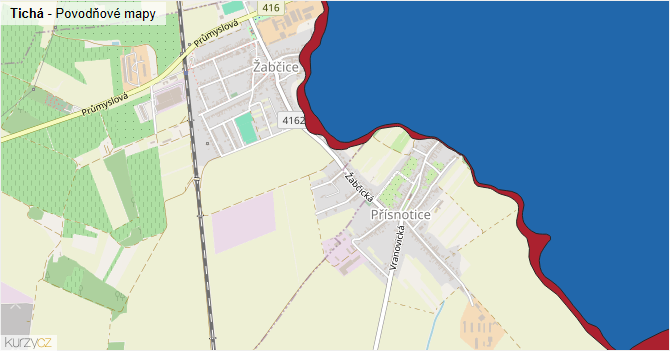 Tichá - záplavové mapy stoleté vody