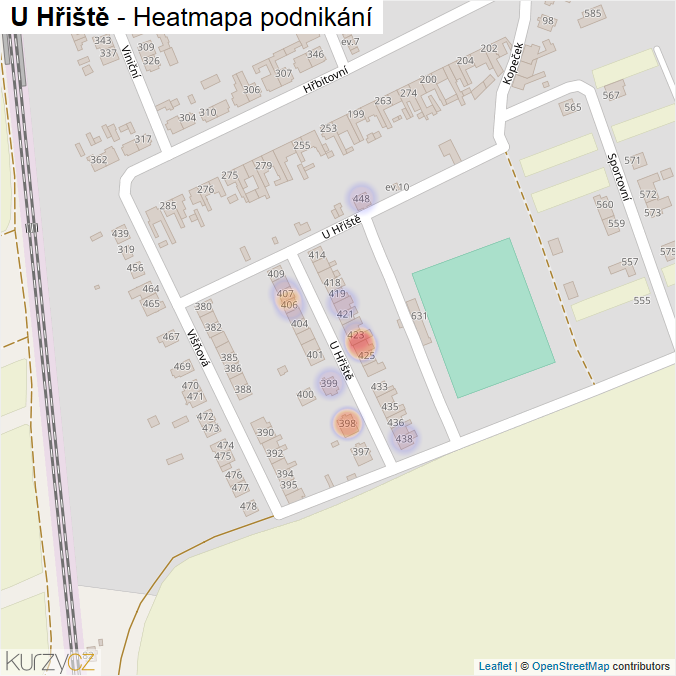 Mapa U Hřiště - Firmy v ulici.