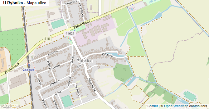 U Rybníka - mapa ulice