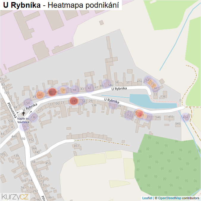 Mapa U Rybníka - Firmy v ulici.