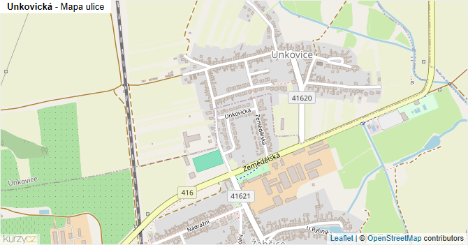 Unkovická - mapa ulice