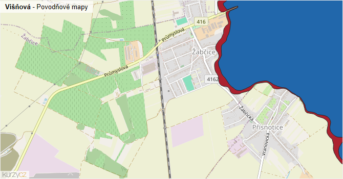 Višňová - záplavové mapy stoleté vody