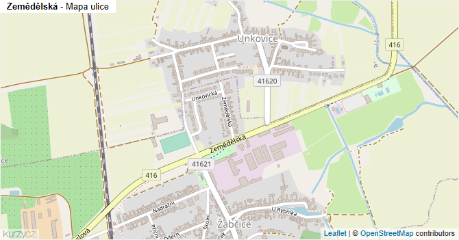 Zemědělská - mapa ulice