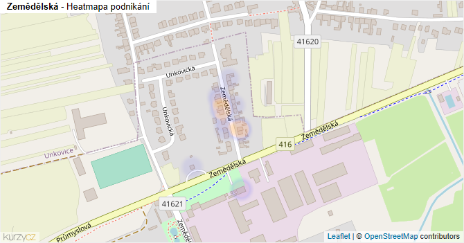 Zemědělská - mapa podnikání