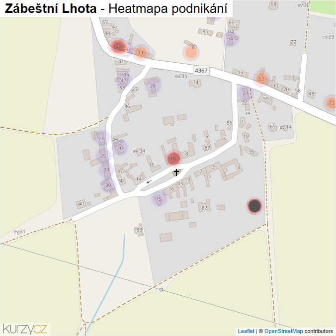 Mapa Zábeštní Lhota - Firmy v části obce.
