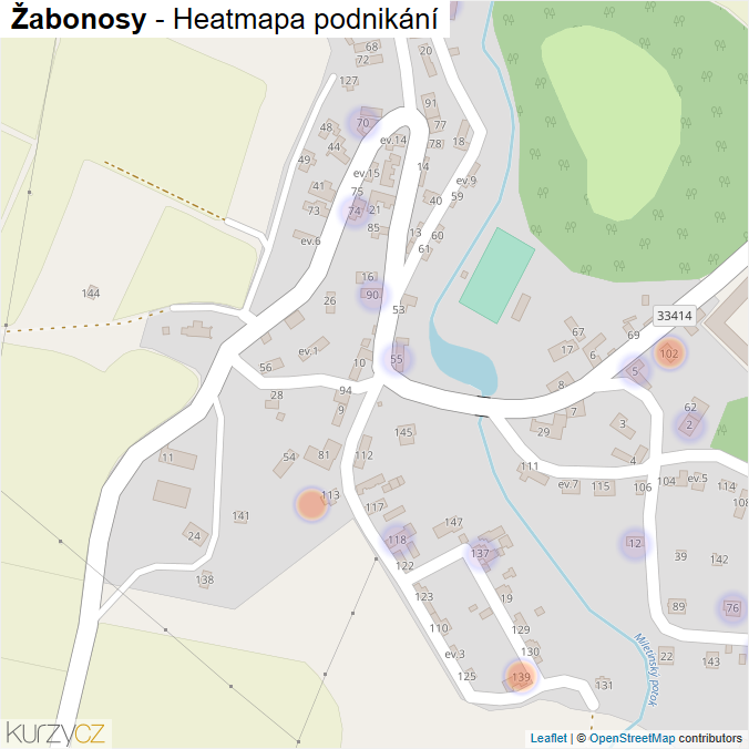 Mapa Žabonosy - Firmy v části obce.