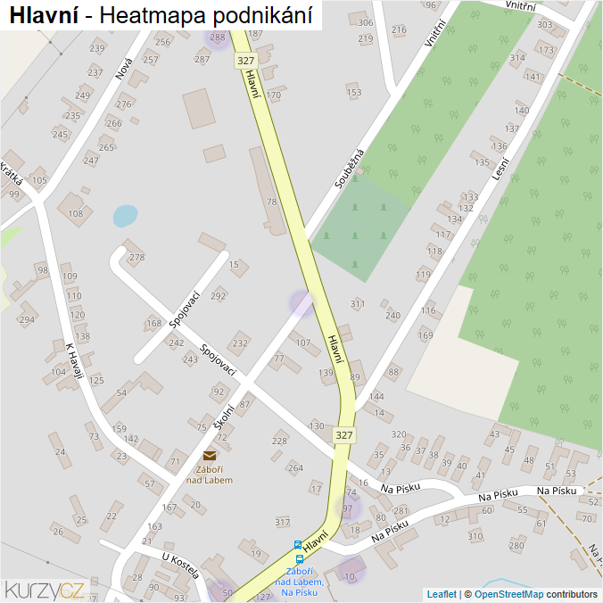 Mapa Hlavní - Firmy v ulici.