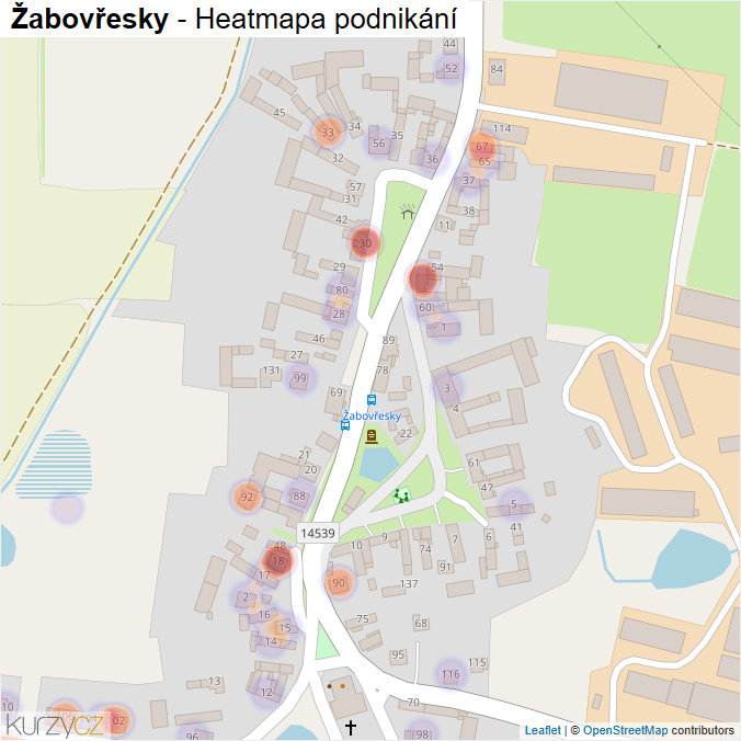 Mapa Žabovřesky - Firmy v části obce.