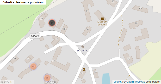 Zábrdí - mapa podnikání