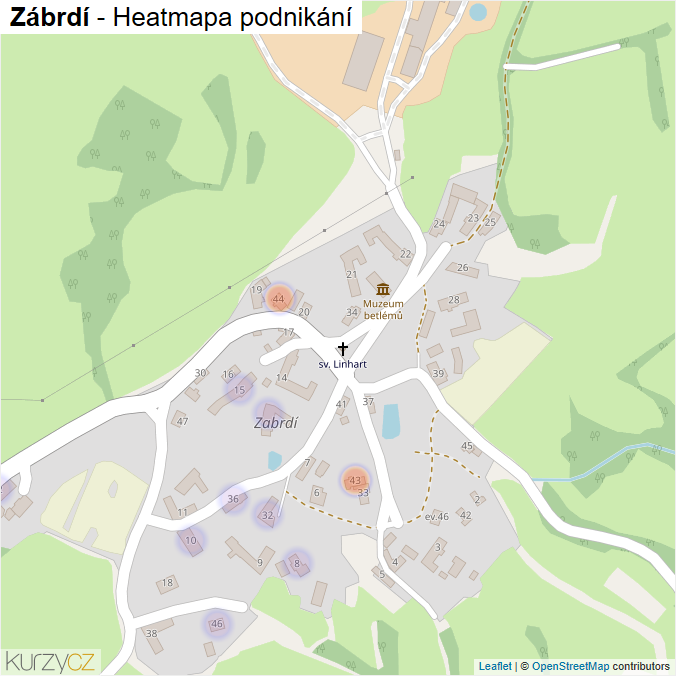 Mapa Zábrdí - Firmy v části obce.
