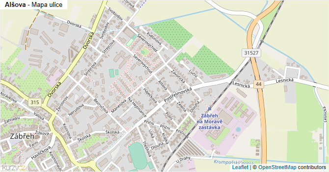 Alšova - mapa ulice