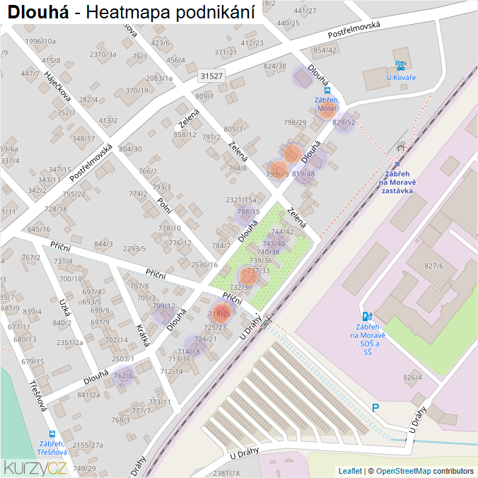 Mapa Dlouhá - Firmy v ulici.
