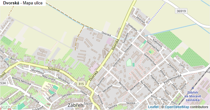 Dvorská - mapa ulice
