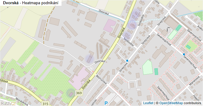 Dvorská - mapa podnikání