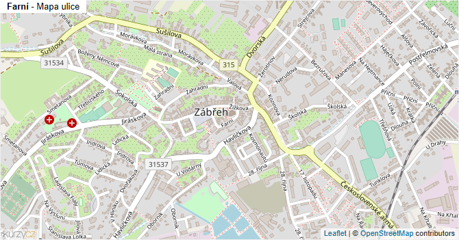 Farní - mapa ulice