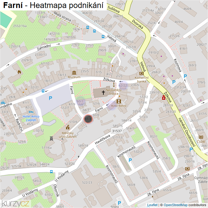 Mapa Farní - Firmy v ulici.