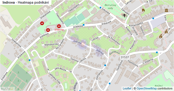 Indrova - mapa podnikání