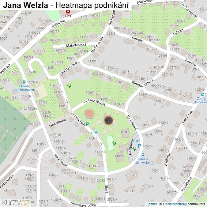Mapa Jana Welzla - Firmy v ulici.