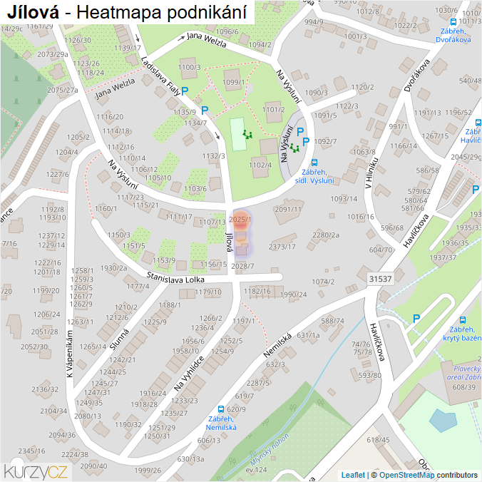 Mapa Jílová - Firmy v ulici.