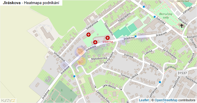 Jiráskova - mapa podnikání