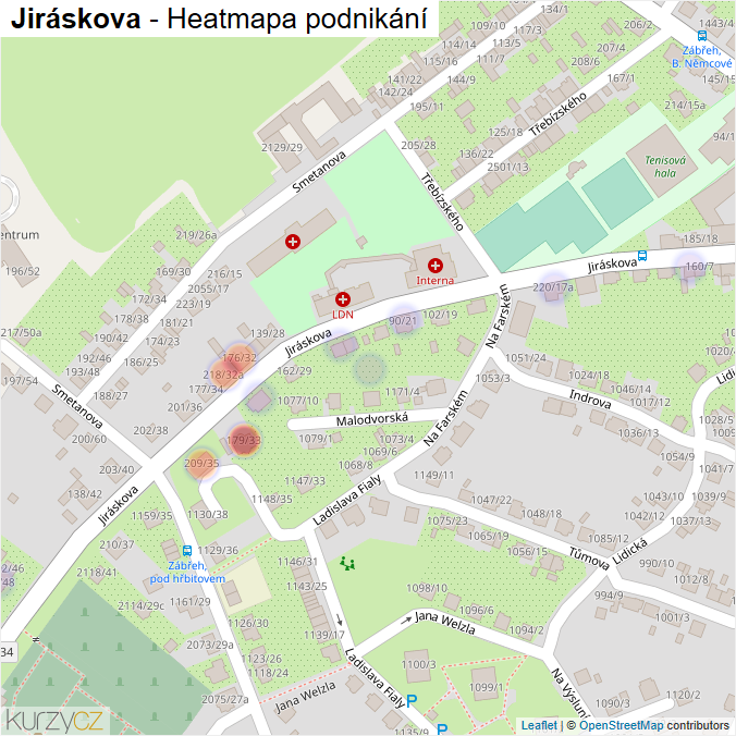 Mapa Jiráskova - Firmy v ulici.