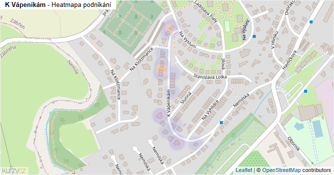 K Vápeníkám - mapa podnikání