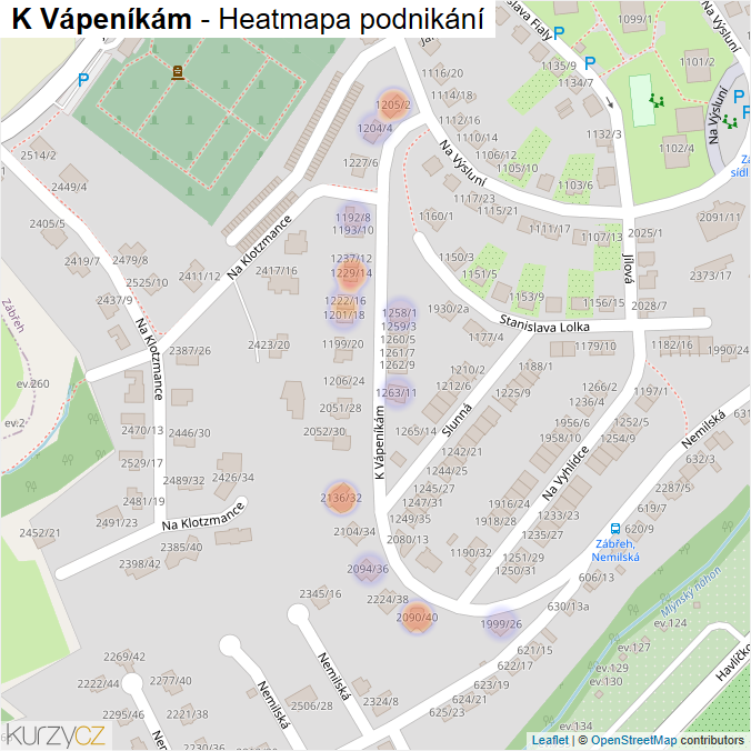 Mapa K Vápeníkám - Firmy v ulici.