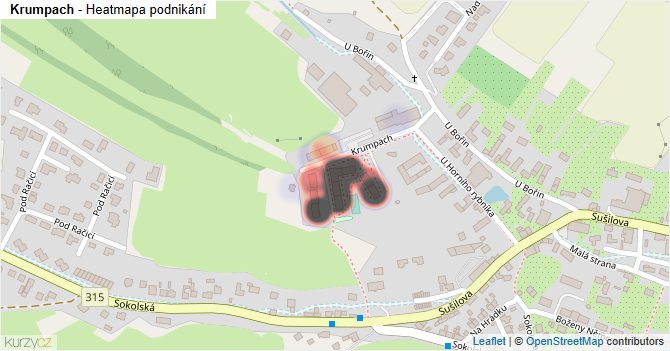 Krumpach - mapa podnikání