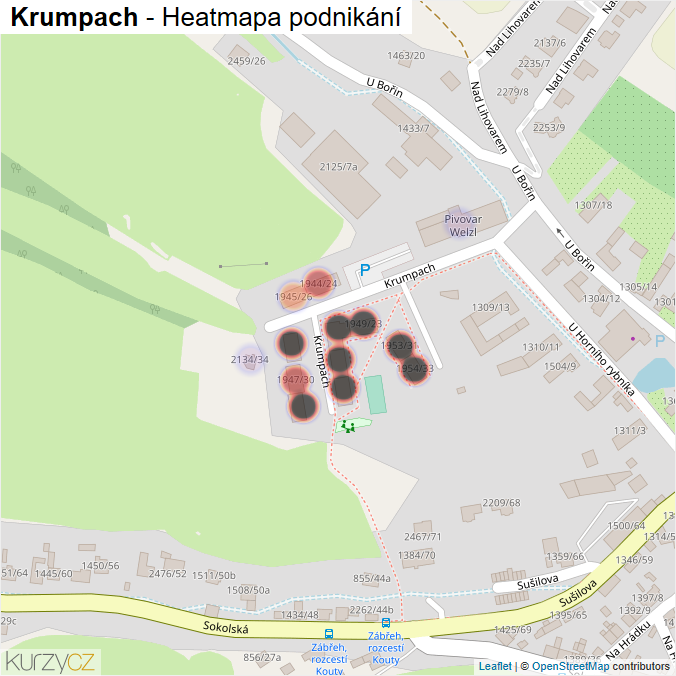 Mapa Krumpach - Firmy v ulici.