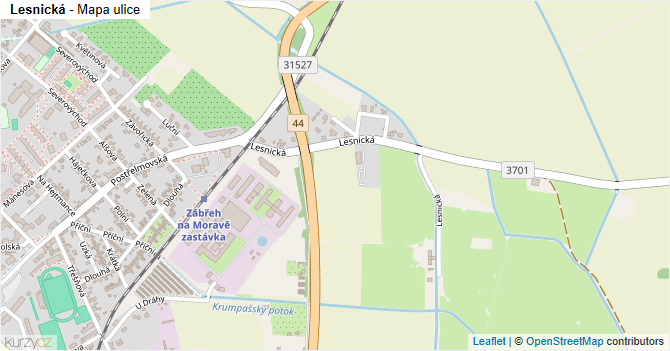 Lesnická - mapa ulice