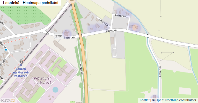 Lesnická - mapa podnikání